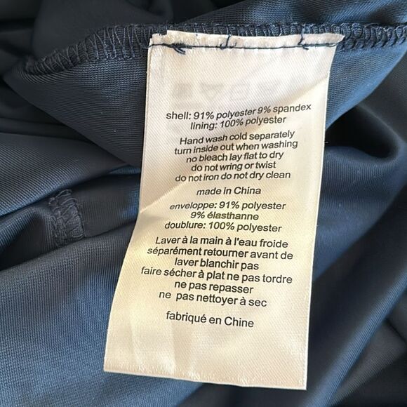 OLEG CASSINI Velvet Off-the-Shoulder Sheath Maxi with Ruffle Navy Size 14 - Picture 11 of 15